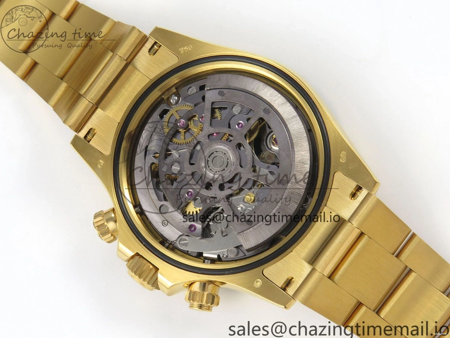 Bezel YG Crystals MPF SA4801 Skeleton Bracelet Custom 40mm Modded Green Dial Daytona on 0427